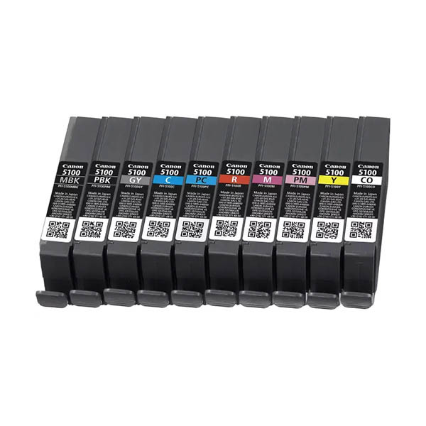 Pakiet Canon PFI-5100 MBK/PBK/C/M/Y/PC/PM/R/GY/CO, oryginalny 130763 - 1