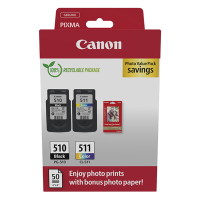 Canon Pakiet Canon PG-510/CL-511 tusz czarny + kolor + papier fotograficzny, oryginalny 2970B017 132284