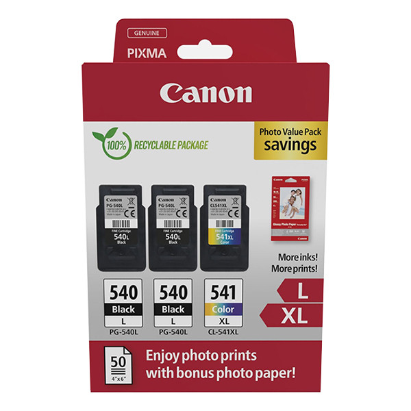 Canon Pakiet Canon PG-540Lx2/CL-541XL tusz czarny x2 + kolor + papier fotograficzny, oryginalny 5224B015 132272 - 1