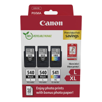 Pakiet Canon PG-540Lx2/CL-541XL tusz czarny x 2 + kolor + papier fotograficzny, oryginalny 132272