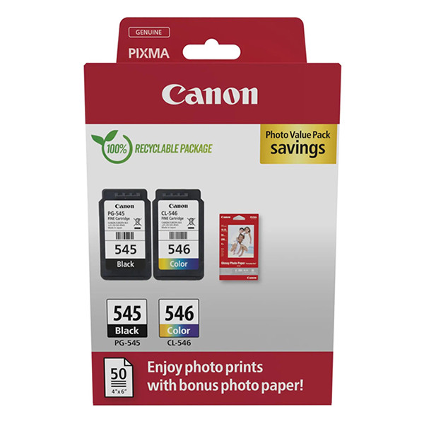 Canon Pakiet Canon PG-545/CL-546 tusz czarny + kolor + papier fotograficzny, oryginalny 8287B008 132262 - 1