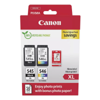 Canon Pakiet Canon PG-545XL/CL-546XL tusz czarny + kolor + papier fotograficzny, oryginalny 8286B006 8286B007 8286B011 8286B012 018580