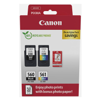 Canon Pakiet Canon PG-560/CL-561 tusz czarny + kolor + papier fotograficzny, oryginalny 3713C008 132256