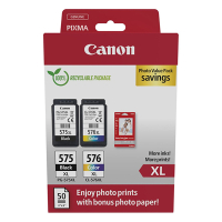 Canon Pakiet Canon PG-575XL/CL-576XL tusz czarny + kolor + papier fotograficzny, oryginalny 5437C006 132276