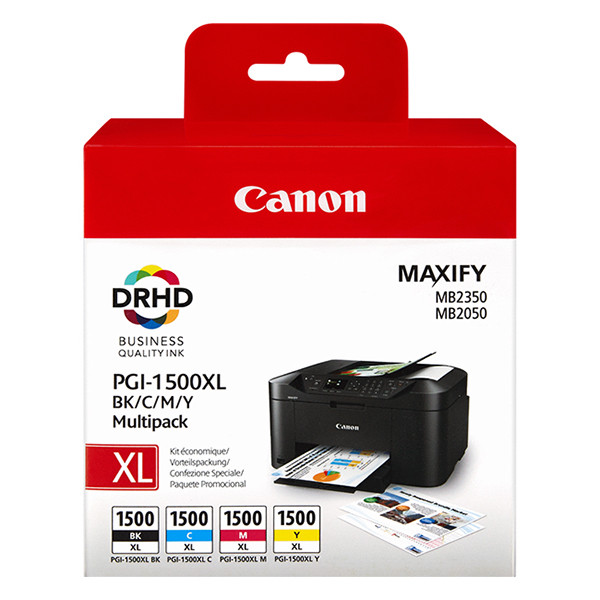 Canon Pakiet Canon PGI-1500XL tusz czarny + 3 kolory, oryginalny 9182B004 9182B010 018570 - 1
