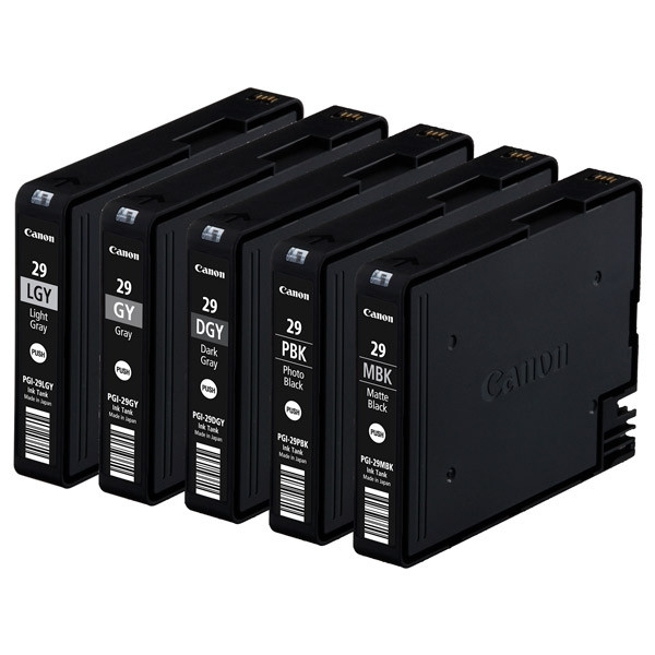 Pakiet Canon PGI-29 MBK/PBK/DGY/GY/LGY 2 czarne + 3 szare, oryginalny 018760 - 1