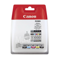 Canon Pakiet Canon PGI-580BK / CLI-581 BK/C/M/Y 2 czarne + 3 kolory, oryginalny 2078C005 2078C006 2078C007 2078C008 018582