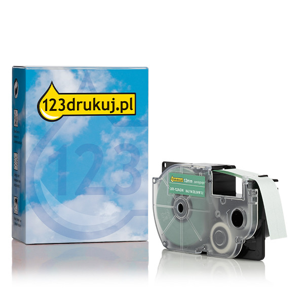 Casio XR-12AGN taśma, nadruk biały na zielonym 12 mm, wersja 123drukuj 056356 - 1