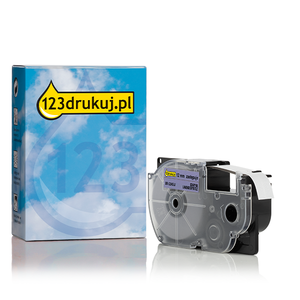 Casio XR-12ASLV taśma, nadruk szary na pastelowym fiolecie 12 mm, wersja 123drukuj 056432 - 1