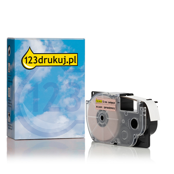 Casio XR-12ASPK taśma, nadruk szary na pastelowym różu 12 mm, wersja 123drukuj 056428 - 1