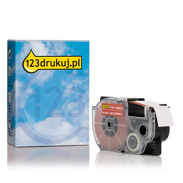 Casio XR-18XRD taśma, nadruk biały na czerwonym 18 mm, wersja 123drukuj 056377 - 1