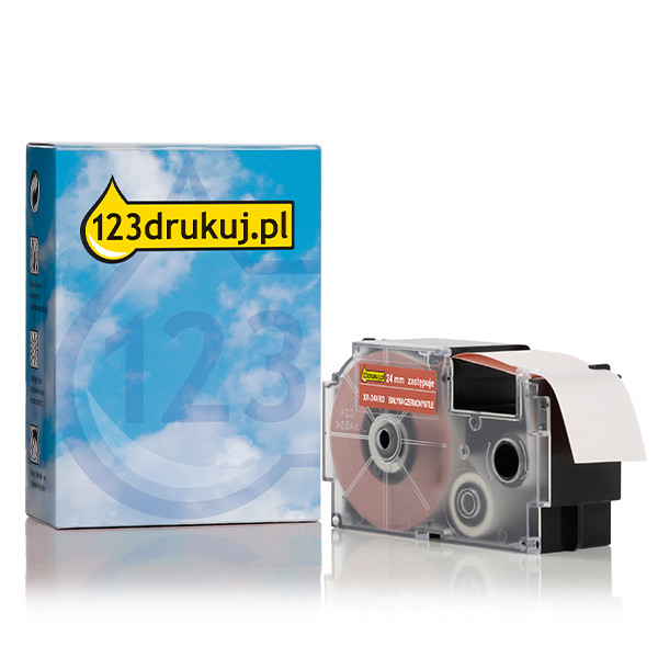 Casio XR-24XRD taśma, nadruk biały na czerwonym 24 mm, wersja 123drukuj 056392 - 1