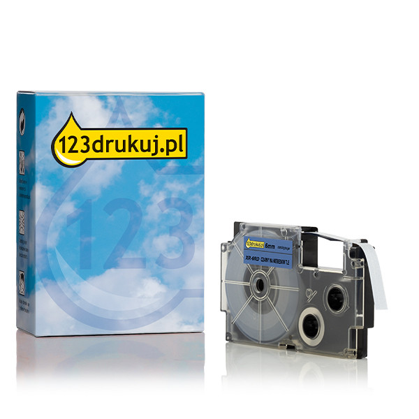 Casio XR-6BU taśma, nadruk czarny na niebieskim 6 mm, wersja 123drukuj 056318 - 1