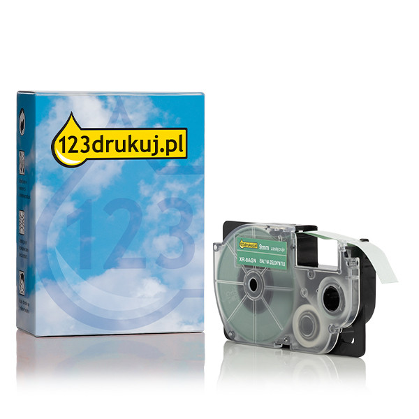 Casio XR-9AGN taśma, nadruk biały na zielonym 9 mm, wersja 123drukuj 056336 - 1