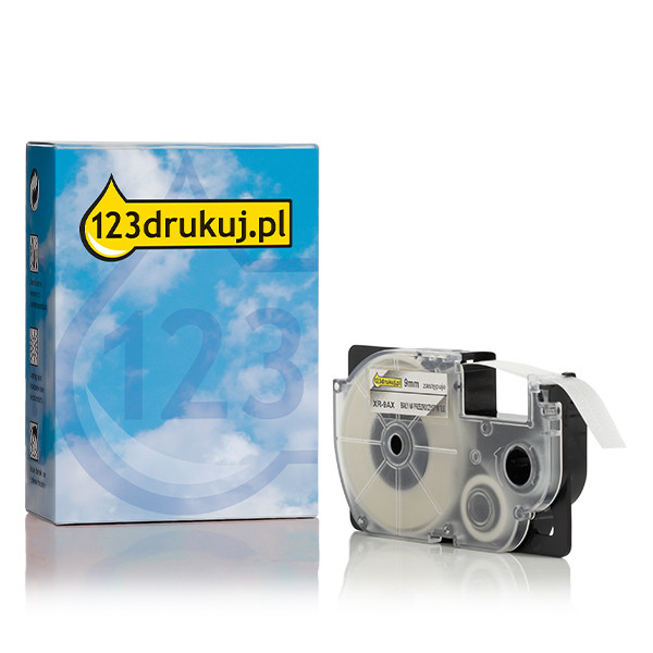 Casio XR-9AX taśma, nadruk biały na przeźroczystym 12 mm, wersja 123drukuj 056340 - 1