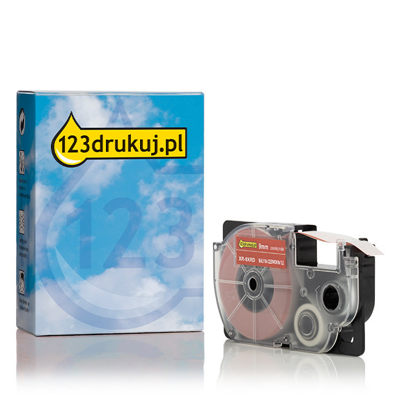 Casio XR-9XRD taśma, nadruk biały na czerwonym 9 mm, wersja 123drukuj 056337 - 1
