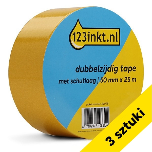 Dwustronna taśma z warstwą ochronną 50 mm x 25 m, 123drukuj (3 sztuki) 301983 - 1