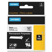 Dymo 1805440 IND Rhino trwała taśma poliestrowa, nadruk czarny na przezroczystym 6 mm, oryginalna 1805440 088674