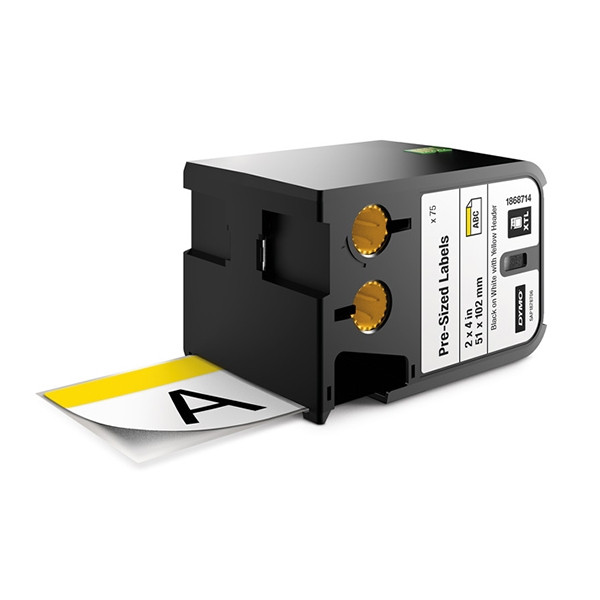 Dymo 1868714 XTL wstępnie przycięte etykiety bezpieczeństwa, żółty nagłowek 51 x 102 mm, oryginalne 1868714 089084 - 1