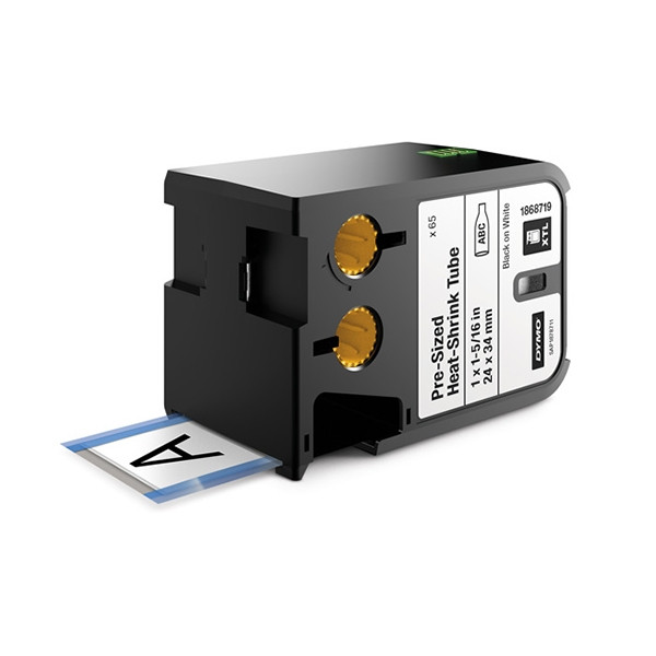 Dymo 1868719 XTL  27/5000 wstępnie przycięta taśma termokurczliwa, nadruk czarny na białym 24 x 34 mm, oryginalna 1868719 089056 - 1