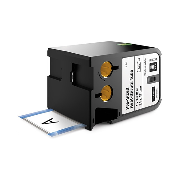 Dymo 1868733 XTL  27/5000 wstępnie przycięta taśma termokurczliwa, nadruk czarny na białym 24 x 47 mm, oryginalna 1868733 089058 - 1