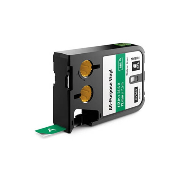 Dymo 1868781 XTL taśma winylowa, nadruk biały na zielonym 12 mm, oryginalna 1868781 088908 - 1
