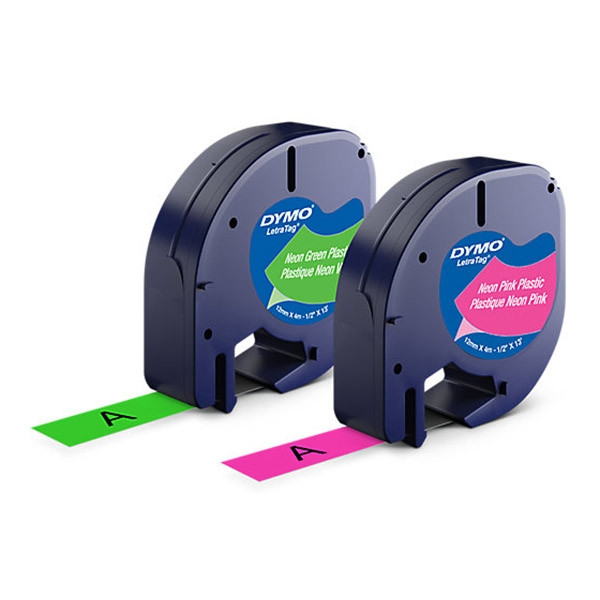 Dymo 1956290 plastikowa taśma neonowa 12 mm, 2 sztuki, oryginalna 1956290 089124 - 1