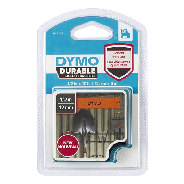 Dymo 1978367 taśma nadruk czarny na pomarańczowym 12 mm, oryginalna 1978367 089134 - 1