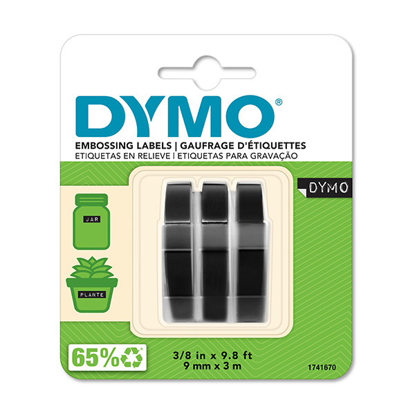 Dymo Pakiet Dymo S0847730 3x taśma wytłaczana reliefowa 3D, nadruk biały na czarnym, oryginalna S0847730 088448 - 1