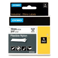 Dymo S0718120 / 18489 IND Rhino elastyczna taśma nylonowa, nadruk czarny na białym 19 mm, oryginalna 18489 S0718120 088716