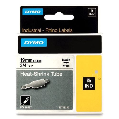 Dymo S0718330 / 18057 IND Rhino taśma termokurczliwa, nadruk czarny na białym 19 mm, oryginalna 18057 088700 - 1