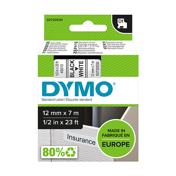 Dymo S0720530 / 45013 taśma, nadruk czarny na białym 12 mm, oryginalna S0720530 088206 - 1