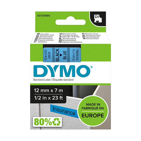 Dymo S0720560 / 45016 taśma, nadruk czarny na niebieskim 12 mm, oryginalna S0720560 088212 - 1