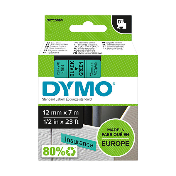 Dymo S0720590 / 45019 taśma, nadruk czarny na zielonym 12 mm, oryginalna S0720590 088218 - 1