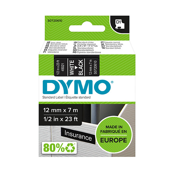 Dymo S0720610 / 45021 taśma, nadruk biały na czarnym 12 mm, oryginalna S0720610 088222 - 1