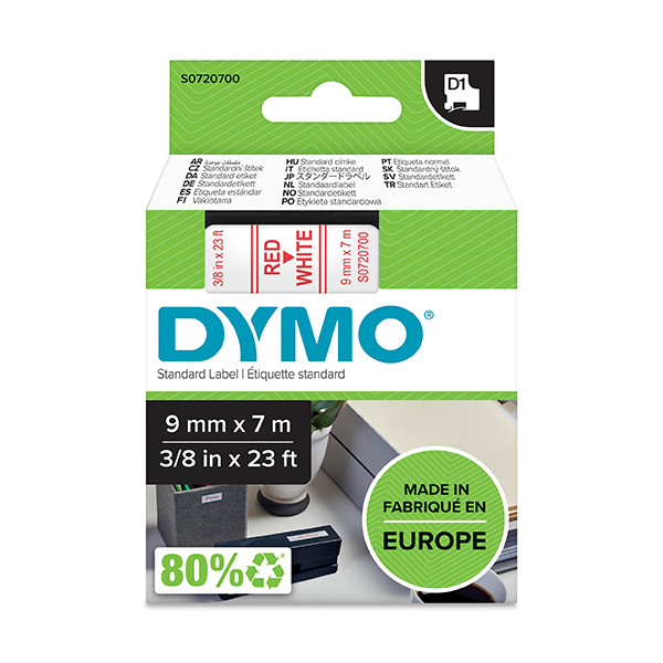 Dymo S0720700 / 40915 taśma, nadruk czerwony na białym 9 mm, oryginalna S0720700 088110 - 1