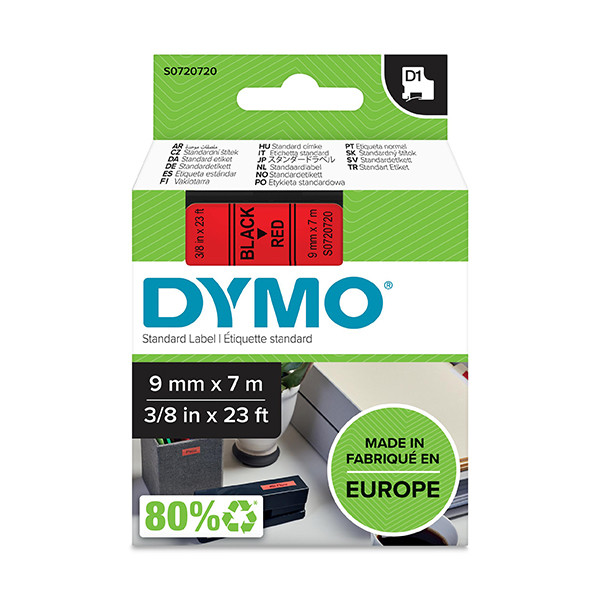 Dymo S0720720 / 40917 taśma, nadruk czarny na czerwonym 9 mm, oryginalna S0720720 088114 - 1