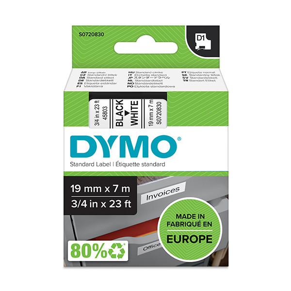 Dymo S0720830 / 45803 taśma nadruk czarny na białym 19 mm, oryginalna S0720830 088402 - 1