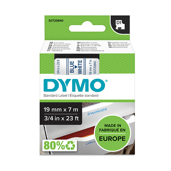 Dymo S0720840 / 45804 taśma nadruk niebieski na białym 19 mm, oryginalna S0720840 088404 - 1