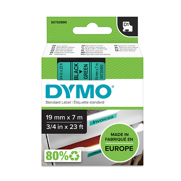 Dymo S0720890 / 45809 taśma nadruk czarny na zielonym 19 mm, oryginalna S0720890 088414 - 1