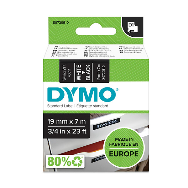 Dymo S0720910 / 45811 taśma nadruk biały na czarnym 19 mm, oryginalna S0720910 088418 - 1