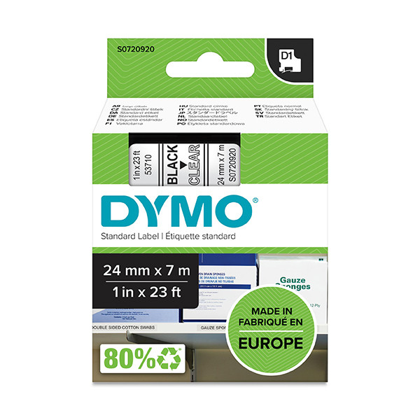 Dymo S0720920 / 53710 taśma nadruk czarny na przezroczystym 24 mm, oryginalna S0720920 088420 - 1