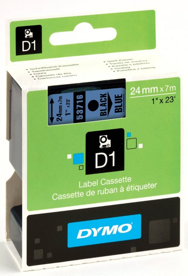 Dymo S0720960 / 53716 taśma nadruk czarny na niebieskim 24 mm, oryginalna S0720960 088428 - 1