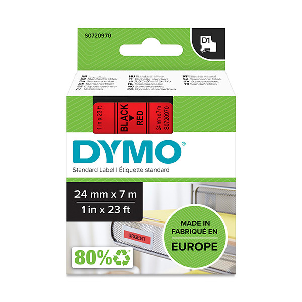 Dymo S0720970 / 53717 taśma nadruk czarny na czerwonym 24 mm, oryginalna S0720970 088430 - 1