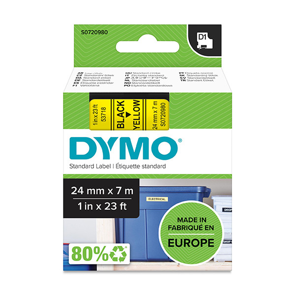 Dymo S0720980 / 53718 taśma nadruk czarny na żółtym 24 mm, oryginalna S0720980 088432 - 1