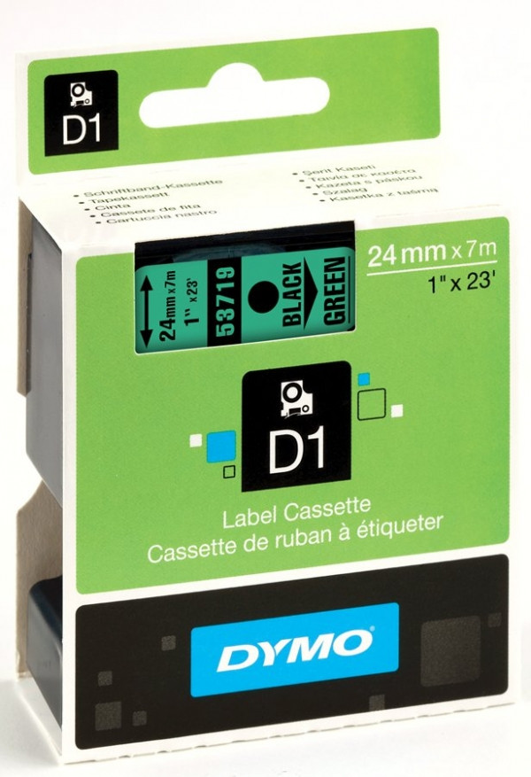 Dymo S0720990 / 53719 taśma nadruk czarny na zielonym 24 mm, oryginalna S0720990 088434 - 1