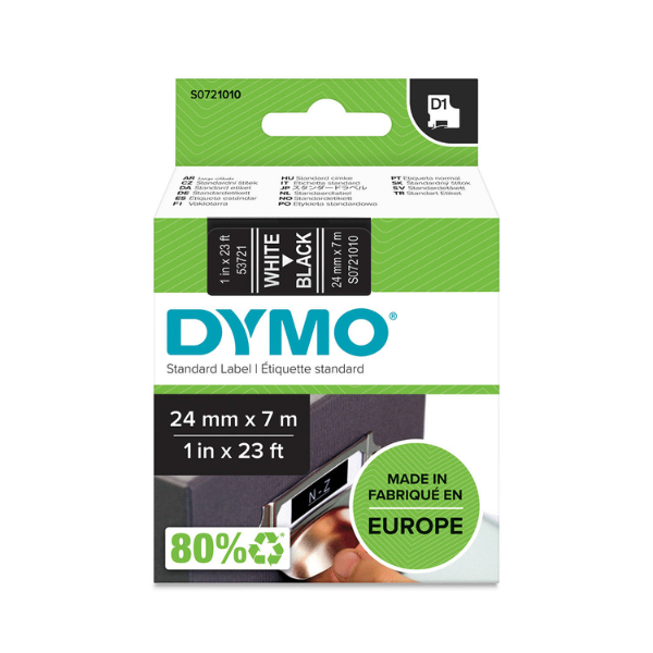 Dymo S0721010 / 53721 taśma nadruk biały na czarnym 24 mm, oryginalna S0721010 088438 - 1