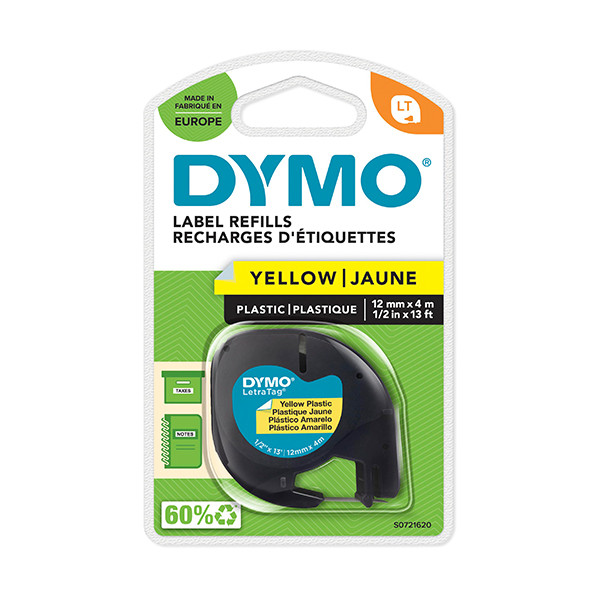 Dymo S0721620 / 91202 (S0721570/59423) taśma plastikowa żółta 12 mm, oryginalna S0721620 088304 - 1