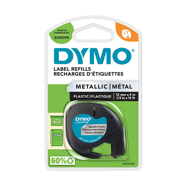 Dymo S0721730 / 91208 taśma metaliczna srebrna 12 mm, oryginalna S0721730 088314 - 1