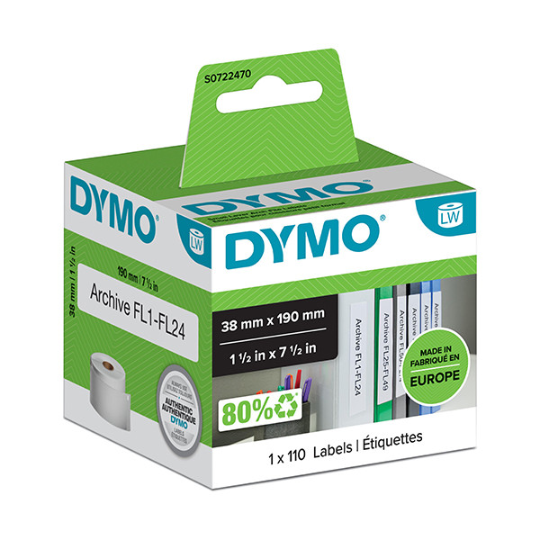 Dymo S0722470 / 99018 wąskie etykiety do segregatorów, oryginalne S0722470 088540 - 1